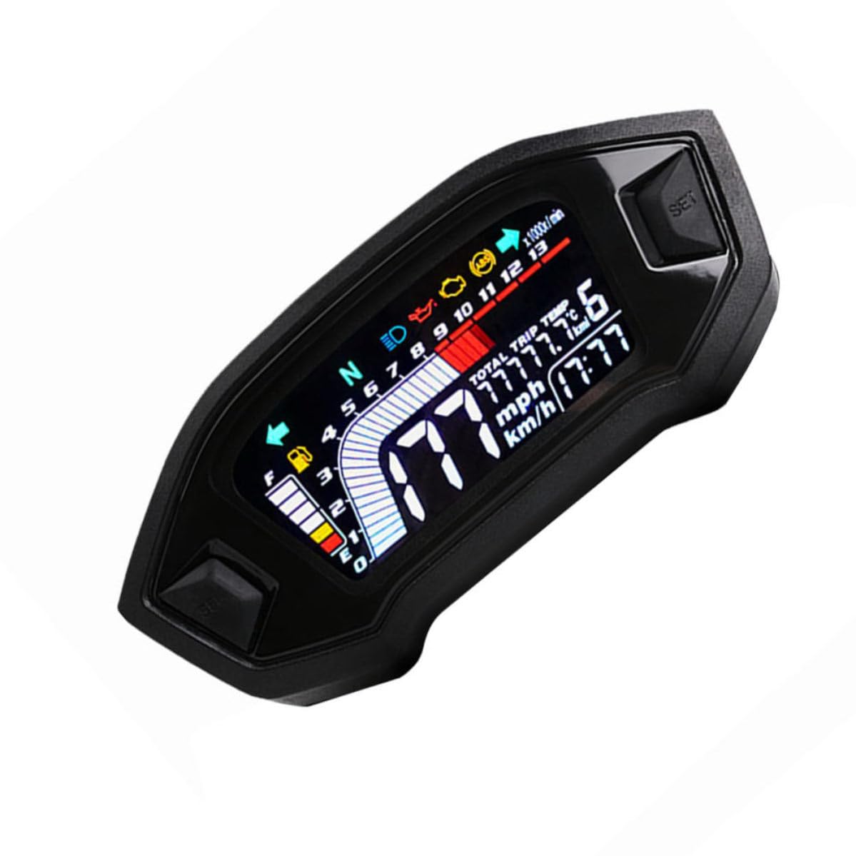 Velocímetro Digital LCD Negro, para Motocicleta Tacómetro ABS