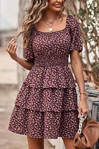 Image of PRETTYGARDEN Women's Summer Floral Ruffle Short Dress