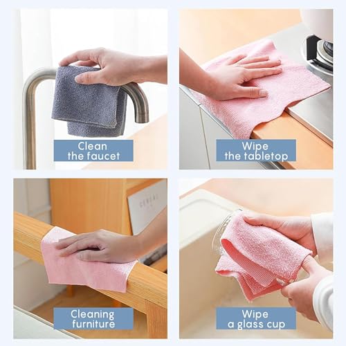 Image of SAMEZONE Microfiber Cleaning Cloth Roll 25x25 cm - Reusable, Washable Tear-Away Cleaning Rags for Home, Kitchen Surfaces, Garage & Auto Detailing Car, Dishes Cleaning Towels 20 Pack (1, Pink)