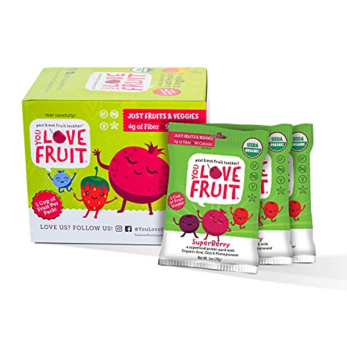 YOU LOVE FRUIT – SUPERBERRY All Natural Fruit Snacks, Healthy Snack Pack, Real Fruit! Gluten Free, Non GMO, Vegan, Fiber packed, Low Fat, Kosher, Variety Pack, Great For Adding To Gift Box, 1.0 oz (Pack of 12)