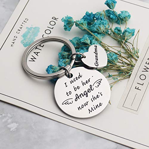 Image of Memorial Keychain I Used to Be His Angel Now He's Mine Loss of Loved One Jewelry in Memory of Dad /Mom /Grandma /Grandpa Remembrance Gift