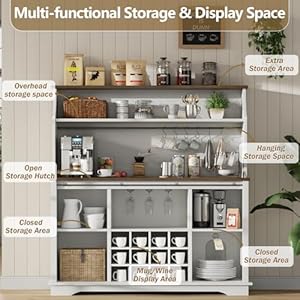 55farmhousecoffeebarwith3tierstoragekitchenhutchstoragecabinetwith6hookswinebarcabinetwith12wineracks3glassholdershutchcabinetwithstoragefordiningroomwhite Urban Country Home Decor 55 farmhouse coffee bar with 3 tier storage kitchen hutch storage cabinet with 6 hooks wine bar cabinet with 12 wine racks 3 glass holders hutch cabinet with storage for dining room white urban country home decor