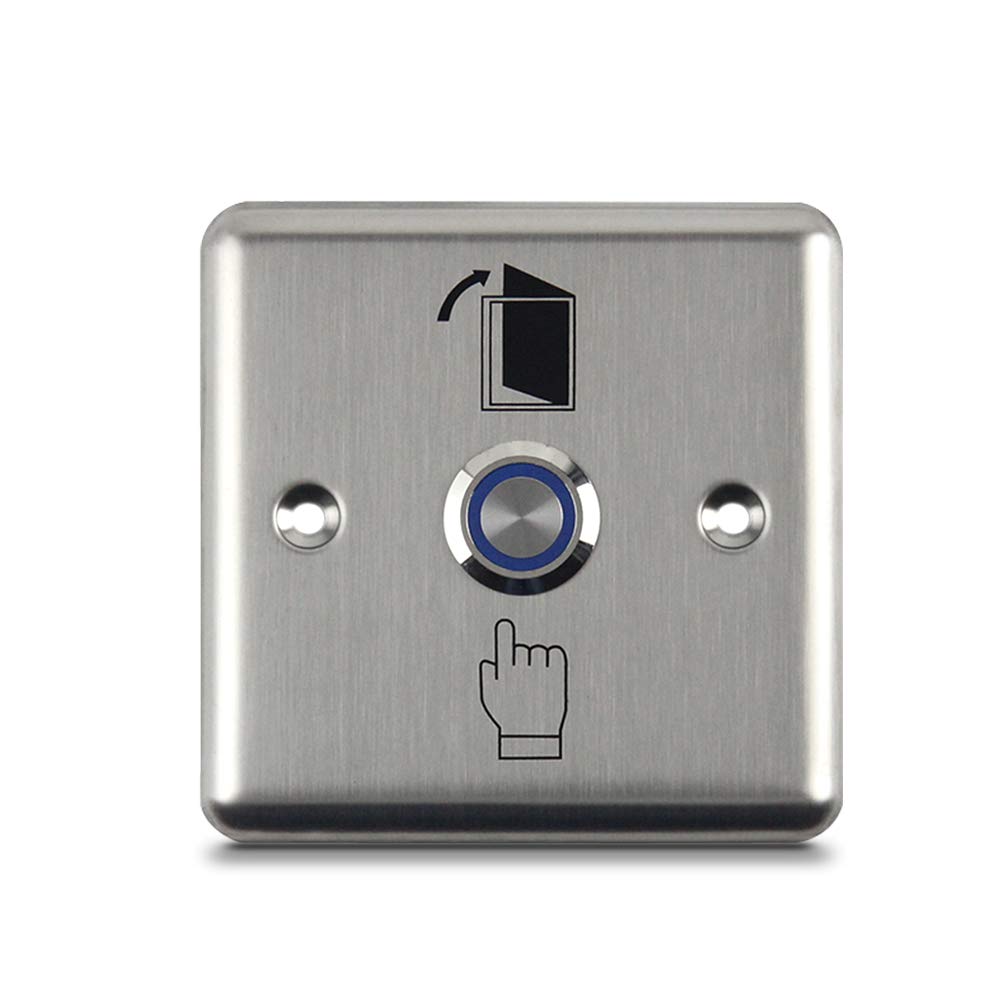 Interrupteur de Verrouillage de Porte 12 V (DC) - Système de contrôle d'accès - Installation Facile (Acier Inoxydable 86 avec lumière)