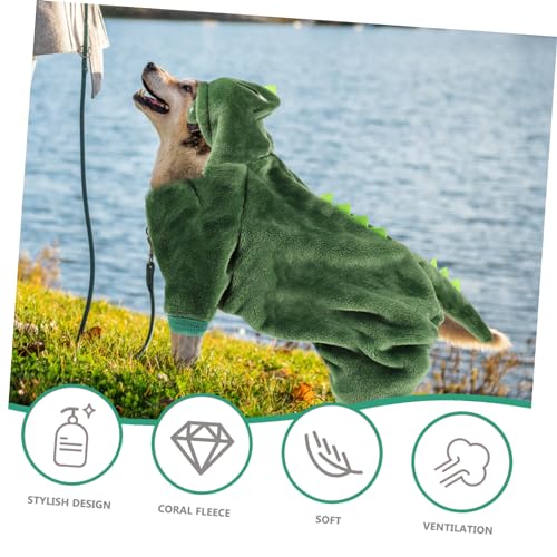 Disfraz de dinosaurio para perro WOONEKY talla S verde miniatura 6