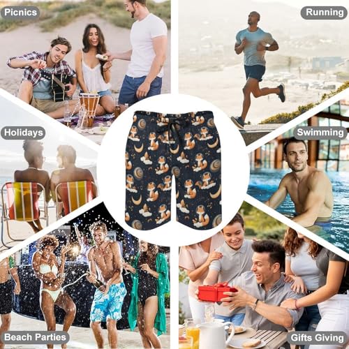 Hawaiian Shorts for Men - Comfy Cute Fox Sky Print Mens Swim Trunks Bathing Suits with Mesh Lining 7