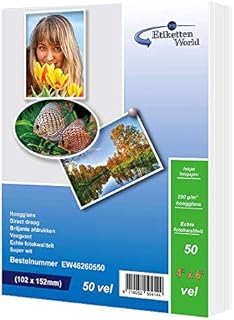 Photo Paper 6X4 Glossy Paper for Photos Photographic Paper for Printer 260 GSM Photo Printer Paper Pack of 50 Sheets for Inkjet Printers EW6X4-26050