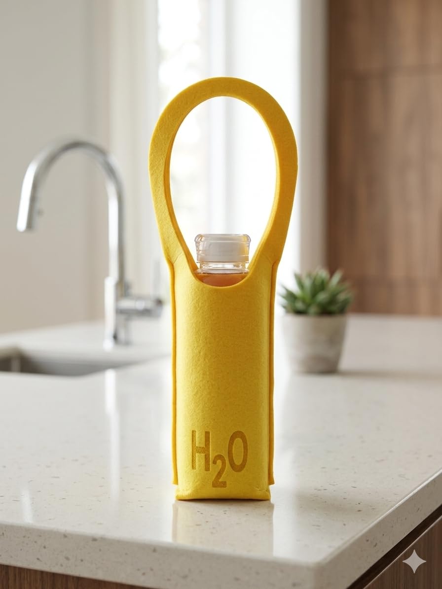 H20 Water Bottle Cover 750ml Waterproof Modern Carrier Bag for Travel, Hiking, Office Man, Woman School Kids Sunshine Yellow Premium Felt-image-22