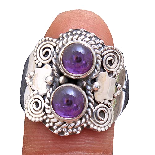 Kanika Jewelry Trove 925 Sterling Silver Amethyst Handmade Wedding Ring for Women