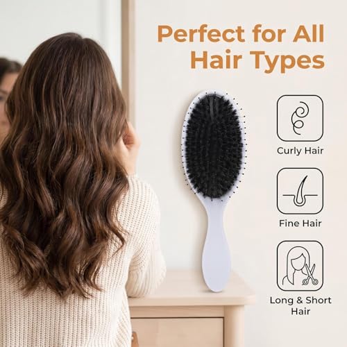Morsafe Boar Bristle and Nylon Hair Brush Painless Detangling Paddle Brush — view 6