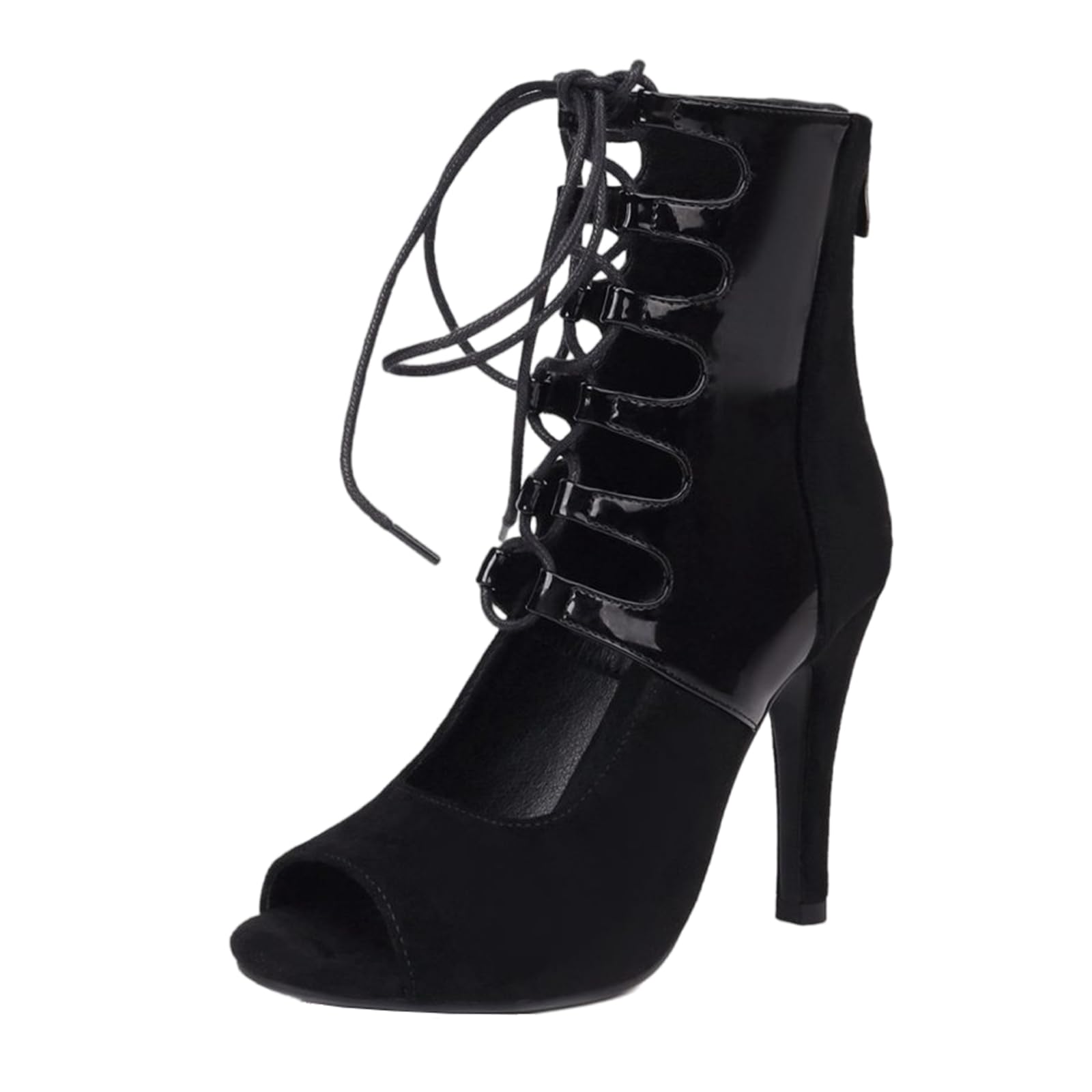 Latine à Lacets Peep Toe,Lacets Bottes Chaussures De Danse,Femmes Bottes Latine à Lacets,La Conception De La Bouche De Poisson Ne Vous Pince Pas Les Pieds,pour La Danse De Salon en Salle