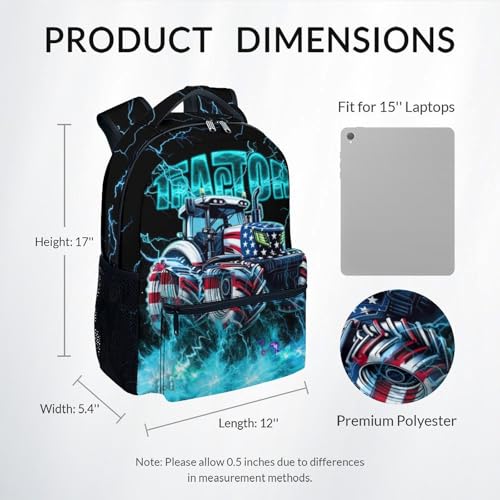 Backpack for Boys, Tractor Backpack for Kids Ages 6-8, Back to School Gifts, 17 Inch Large Capacity Preschool Bookbag3