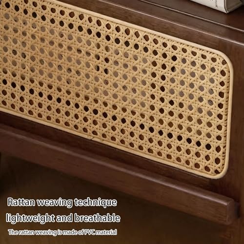 Table de nuit en rotin et bois massif de 45cm avec tiroirs - 7