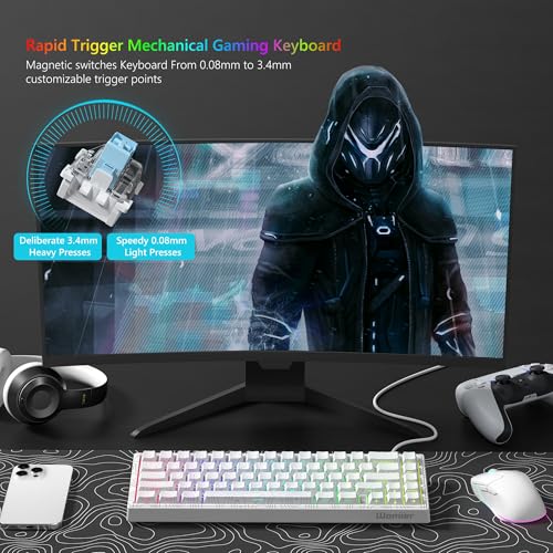 Image of Womier M68 HE V2 60% Percent Keyboard Rapid Trigger, Hall Effect Topographic Gaming Keyboard, Wired RGB Custom Mechanical Keyboard with Magnetic Switch, PBT Keycaps for Mac /Win (White)