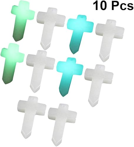 Miniatura 6 de HEALLILY Colgante Cruz Charm Glow Piedras luminosas para accesorios de fabricación de joyas 10 PC (color mezclado)