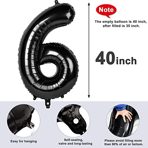 Number 60 Balloon Large 40 Inch Black Giant Jumbo Digit Mylar Foil Helium Balloons for Birthday Party Celebration Graduations Anniversary Photo Shoot - 3