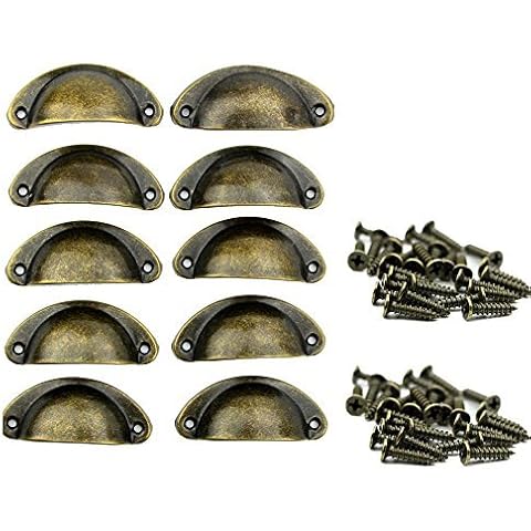 PYHOT 10pcs Fix Shaker Style Vintage Antique Kitchen Cupboard Door Cabinet Drawer Shell Pull Handles Furniture 8 * 3 * 2CM Cover