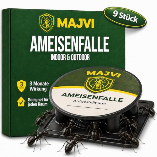 Ameisenfalle mit Spezial-Lockstoff 9x Stück Klebefalle zur Überwachung Umweltbewusste und Giftfreie Ameisenköder Dose Große und stark haftende Klebefläche Umweltfreundlich & Haustiergeeignet