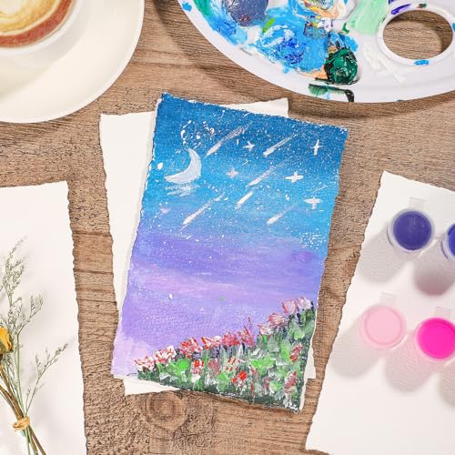 Prudiut 25 Sheets Cotton Watercolor Paper, 300 GSM, 4 x 6 inch, White, Textured, Deckled Edge, Ideal for Watercolors, Wedding Invitations, Cards, Crafts by Prudiut - Image 4