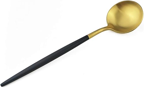 Miniatura 7 de Gugrida - Juego de cubiertos de acero inoxidable 18/10, con mango negro mate, incluye tenedores, cucharas y cuchillos (20 piezas), juego para 4,