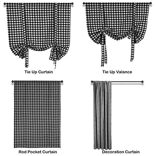 Htontb 2 Pack Buffalo Checked Curtains,42X63In Farmhouse Style Gingham Rod Pocket Tie Up Window Curtains,Adjustable Shades Valances For Bedroom Living & Dining Room #TOP3