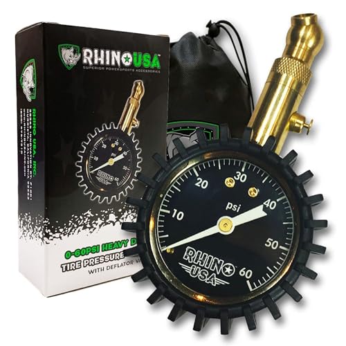 Rhino-USA-Heavy-Duty-Tyre-Pressure-Gauge-0-60-PSI-Certified-ANSI-B401-Accurate-Large-Glow-Dial-360-Swivel-Head-Solid-Brass-Hardware-Car-Tyre-Pressure-Gauge-for-Any-Car-Truck-Motorbike-RV