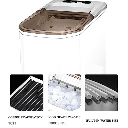 Máquina fabricadora de hielo, dispensador de cubos de hielo, con bajo nivel de ruido, tapa transparente amplia, tamaño ajustable de los cubos, listos en 6-10 minutos, con limpieza automática, para uso doméstico y de oficina miniatura 6