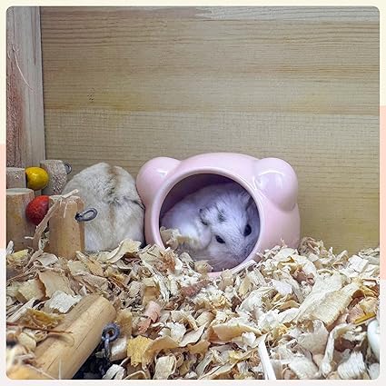 LuckyOpt Ceramic Hamster House, Cute Bear Shape Hamster Cave - Image 4