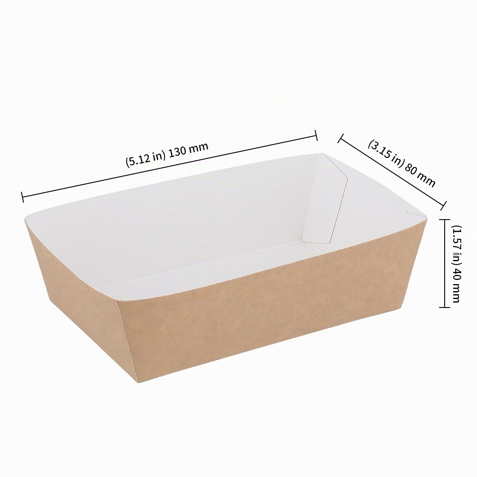 KEILEOHO Lot de 100 bols en carton jetable, 13 x 8 x 4 cm, pour saucisse au curry, frites, macarons, salade, collations, barquette alimentaire