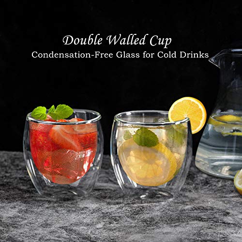 Double Wall Cups Glass 8 Oz - Set Of 6, Insulated Thermal Mugs Glasses For Tea, Coffee, Latte, Cappucino, Cafe, Milk #TOP2