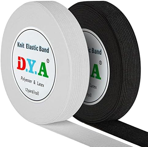 DYA Elastic Bands for Sewing 0.6 Inch x 24 Yards Knit Elastic Spool High Elasticity, Total 2 Roll, 12 Yards/Roll (Black and White,0.6 Inch) 0.6 Inch x12 Yard x 2