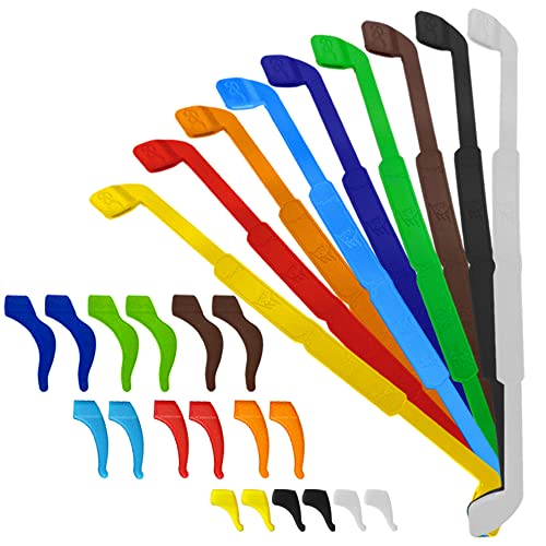 Senhai - 9 correas de silicona antideslizantes para gafas, soporte suave para gafas para niños y adultos, con 9 colores diferentes, 3 tamaños, agarre de gancho para la oreja para deportes, estudio