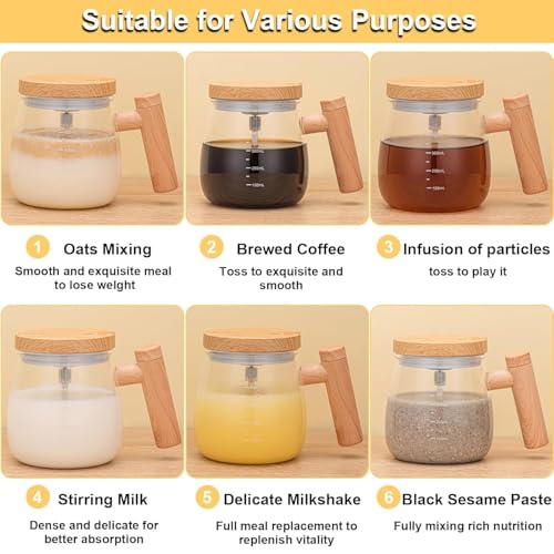 Image of Self Stirring Coffee Mug, High Speed Rechargeble Mixing Cup For Effortless Mixing, Coffee frother Maker Mug, Automatic Blending Cup for Milk Protein Powder at Home Office Travel