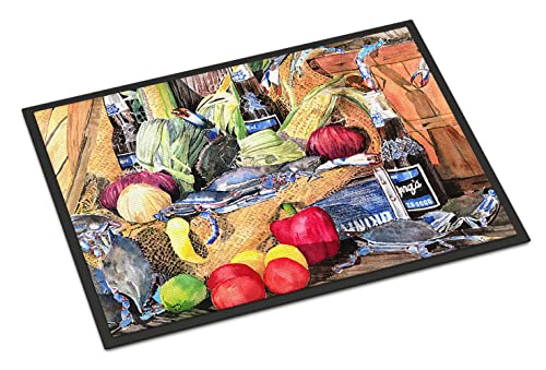 Caroline's Treasures 8538JMAT Barq's and Crabs Doormat 24x36 Front Door Mat Indoor Outdoor Rugs for Entryway, Non Slip Washable Low Pile, 24H X 36W