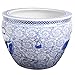Oriental Furnishings Blue and White Porcelain Garden Pots Painted Landscape (10