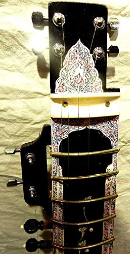 Music Studio Sitar électrique en acajou foncé avec chariot en fibre Marron - Les Beatles, Paul McCartney, John Lennon, RIngo Starr, George Harrison Music Studio Sitar électrique en acajou foncé avec chariot en fibre Marron – Image 6