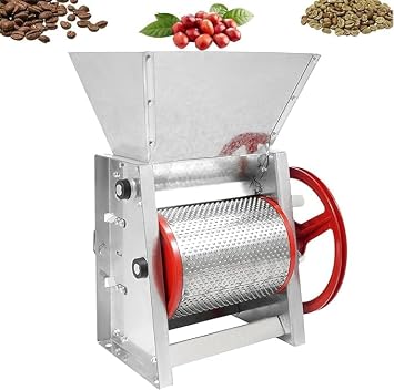 Manual Coffee Bean Sheller - Stainless Steel Hand Crank Peeler with Dual Discharge Ports for Coffee and Cocoa Beans, Ideal for Cafes, Home Use