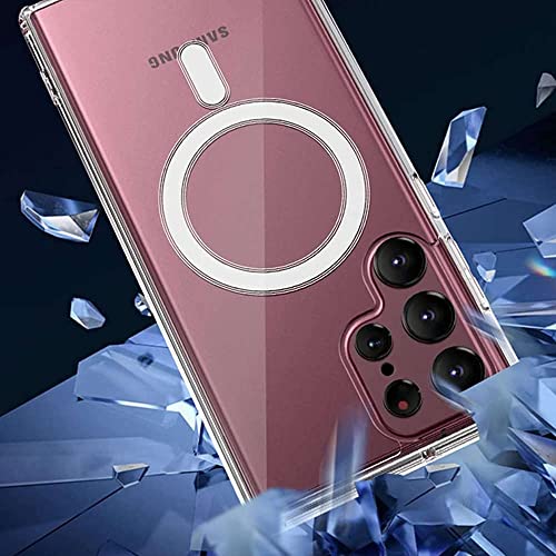 Image of Amazon Brand - Solimo Mobile Cover for Samsung Galaxy S22 Ultra 5G (Silicon Crystal Clear Slim PC & TPU, Soft & Shockproof Back Case, Magnetic Case), Transparent