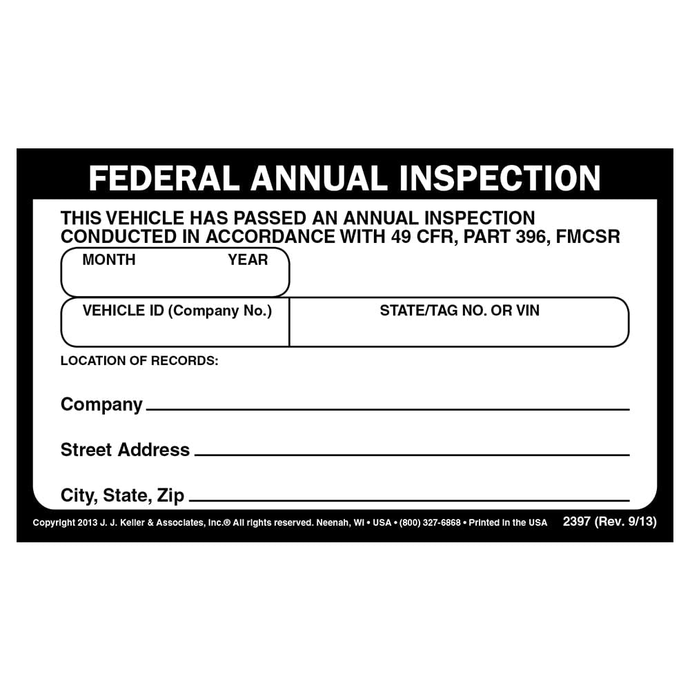 Buy Record of Annual Inspection Decal 50pk. Black Printed on White