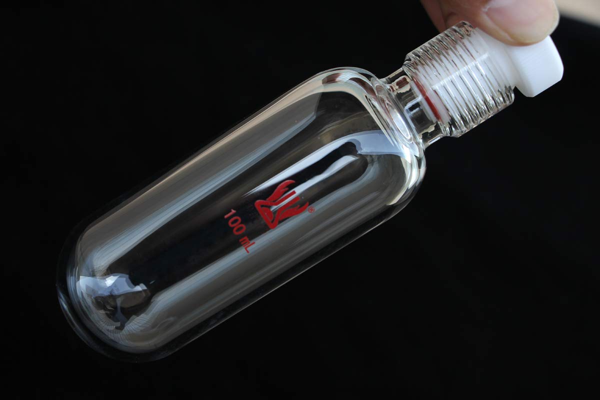 Glass 100ml Round Bottom Heavy Wall Pressure Tube with Internal Threads