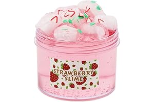 Newest Strawberry Crunchy Slime,Pink Slime Kit with Glimmer for Girls