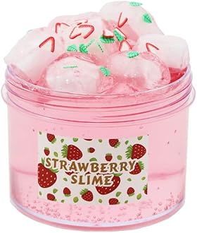 Strawberry Crunchy Slime,Pink Slime Kit with Glimmer for Girls,Birthday Gifts School Party Favors Toy for Girls and Boys.
