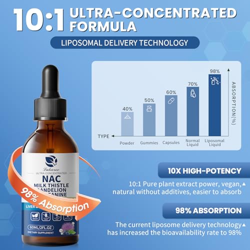 Image of Lukaree Liposomal Liquid NAC 600mg Supplement for Liver Detox & Antioxidant | N-Acetyl-L-Cysteine Liquid Drops w /Milk Thistle & Selenium for Detox Support & Immune Support* - Ultra-Concentrated -2oz