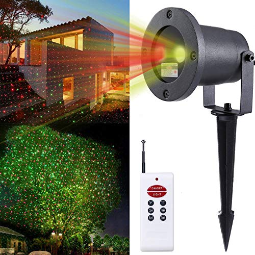 Moving Green and Red - 2 Color Laser Landscape Projector Light w/ Remote Landscaping Decoration Holiday Lighting Christmas Lights Outdoor Laser Amazer