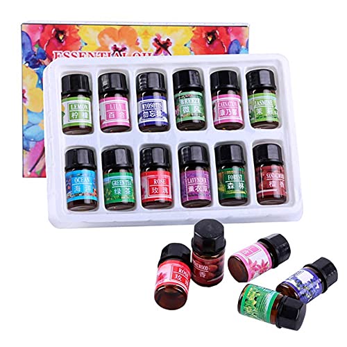 12 Stück/Set Natürliches ätherisches Pflanzenöl-Set Aromatherapie-Diffusoröle Duftbefeuchter Stress abbauen Frischluft-Aromatherapie Wasserlösliches ätherisches Öl Cover