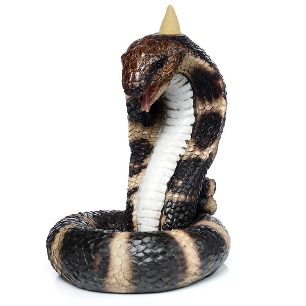 Puckator Coiled Cobra Snake Backflow Incense Burner - Home Zen Meditation Decor Accessories - Incense Waterfall Cone Burner - Spiritual Feng Shui Gothic Goth Relaxation Gifts Gift - Desk Ornaments