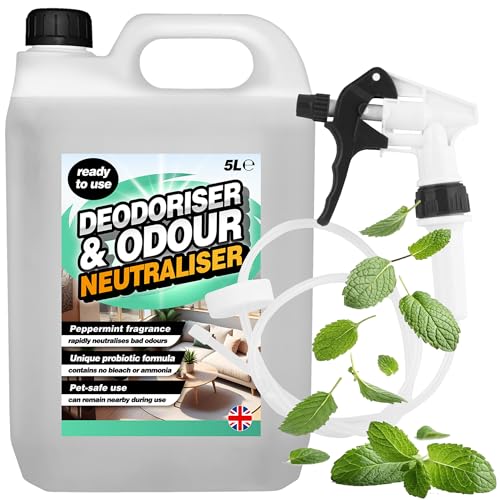 5L Peppermint Fragrance Deodoriser & Odour Neutraliser For Home, Office, Janitorial & Commercial Use With Long Hose Trigger (1)