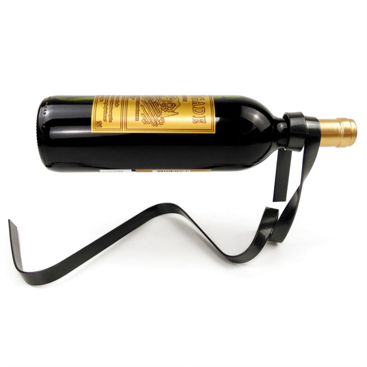 Soporte para botella de vino inclinado: estante de hierro negro flotante para ganar espacio