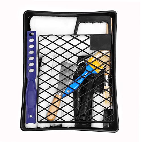Eterna Paint Roller Set,19 Piece Painting Roller Kit, 4"+9" Roller Frame With Covers, Brushes, Putty Knife, Paint Stick, Paint Tray With Grid For Wall Decorating Home Improvement #TOP1