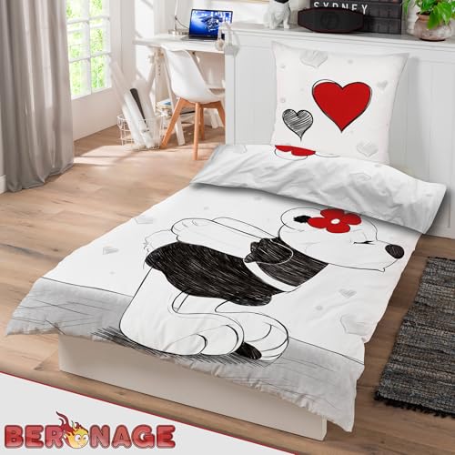 Ropa de cama de pareja de ositos BERONAGE 135x200cm juego textil romántico con cremallera 6