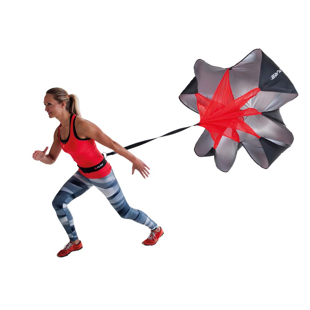 Pure2Improve Bremsfallschirm, schwarz/rot, 125cmx125cm, Einheitsgröße
